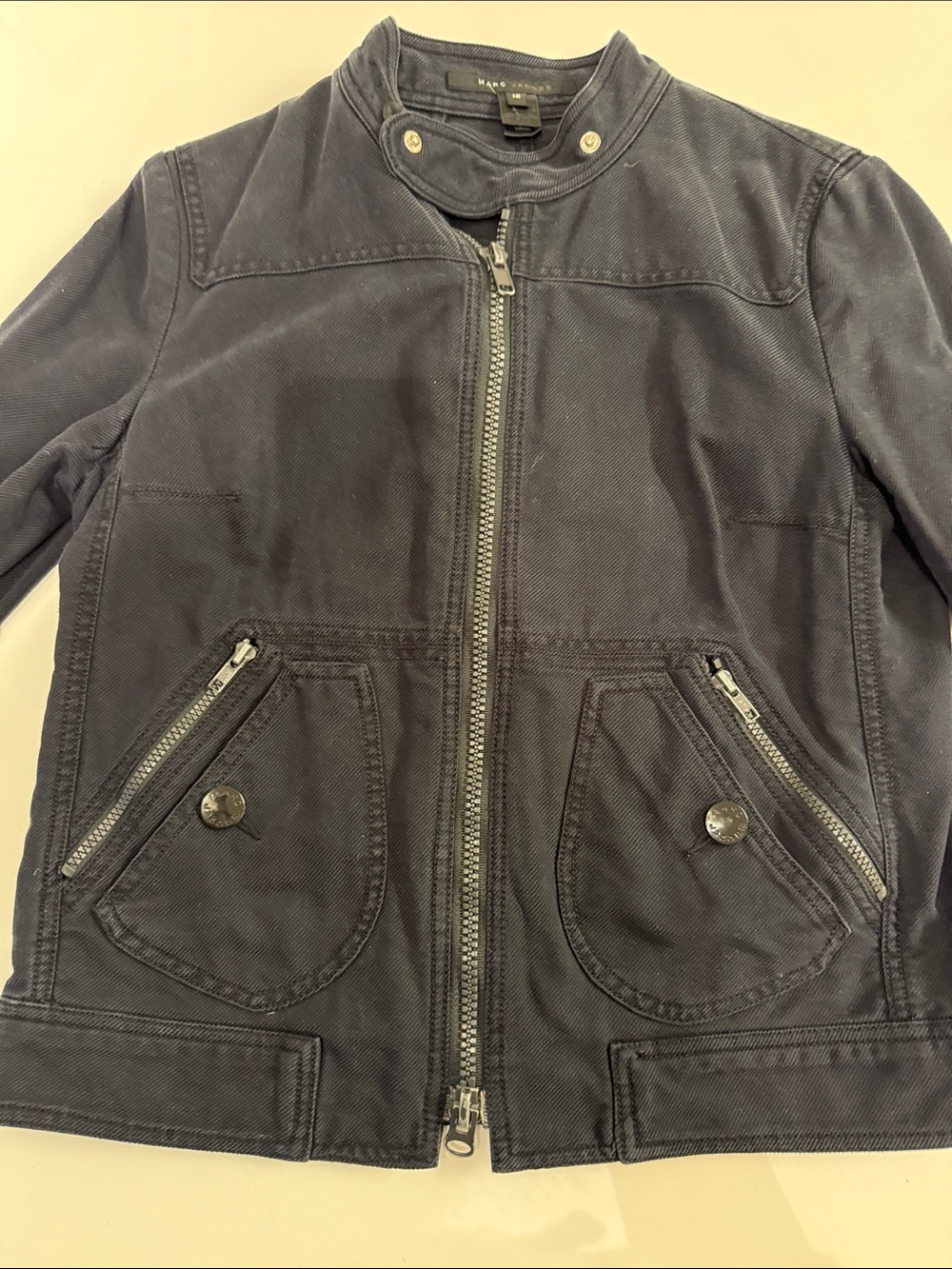 Marc Jacobs Navy Zip-Front Cotton Jacket